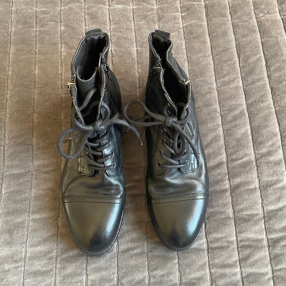 Aldo Men's Black Leather Boots sz 9.5 - Picture 5 of 8